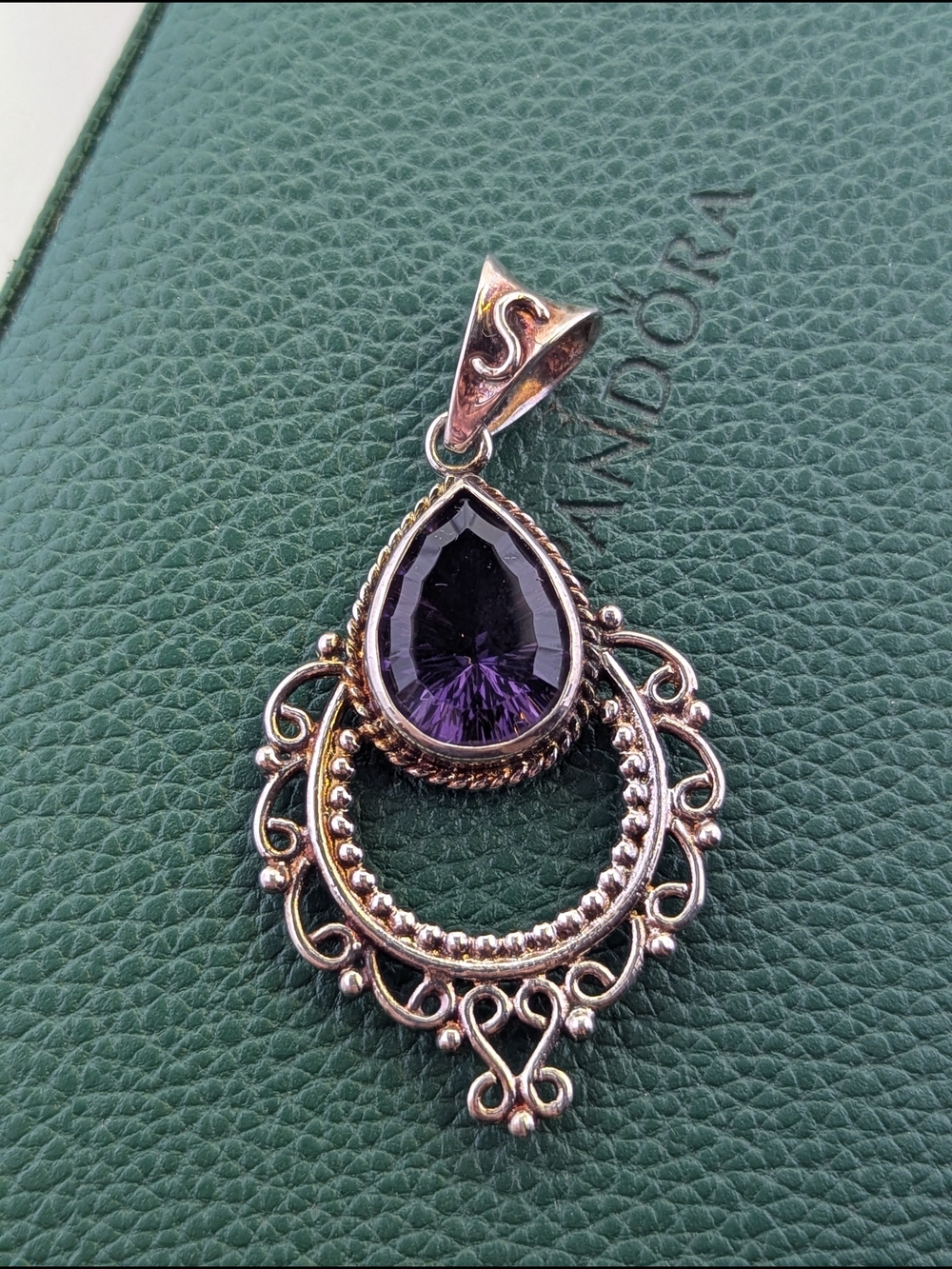 💜 Vintage Style 925 Sterling Silver Pear-Cut Amethyst Statement Pendant ✨